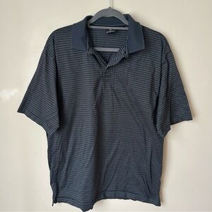 Mercedes Benz Lifestyle 100% Cotton Black Grey Stripe Polo Shirt Men’s Large